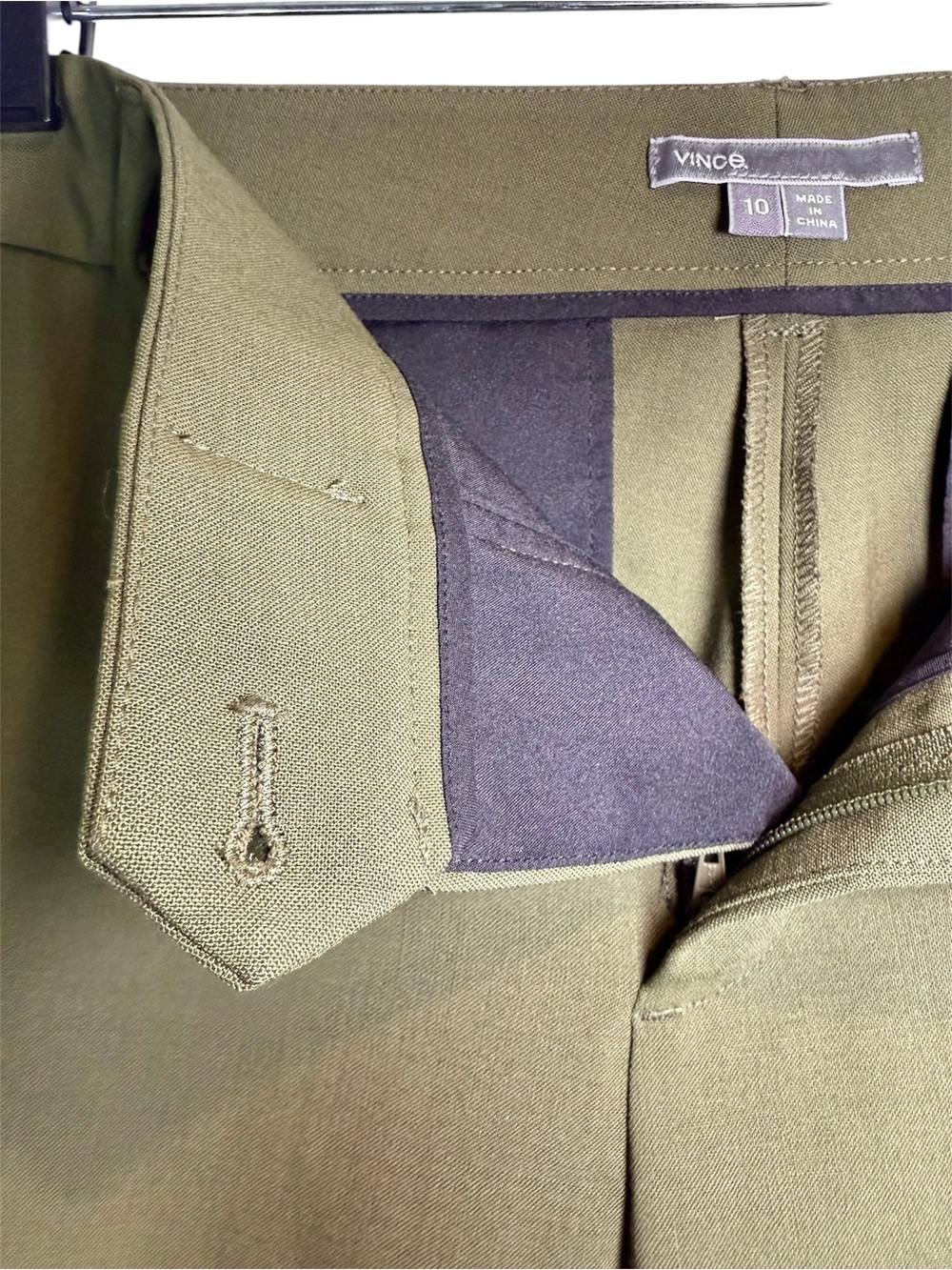 Vince Olive Green Ankle Pants with Black Side Stripe - Picture 9 of 15